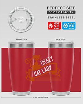 Crazy Cat Lady Style 43# Tumbler featuring a double wall vacuum design, perfect for keeping drinks hot or cold.