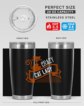 Crazy Cat Lady Style 43# Tumbler featuring a double wall vacuum design, perfect for keeping drinks hot or cold.