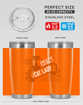 Crazy Cat Lady Style 43# Tumbler featuring a double wall vacuum design, perfect for keeping drinks hot or cold.