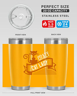 Crazy Cat Lady Style 43# Tumbler featuring a double wall vacuum design, perfect for keeping drinks hot or cold.