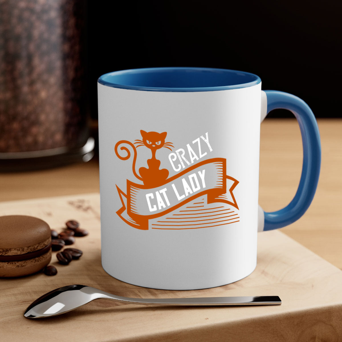 Crazy Cat Lady Style 43# Mug featuring a two-tone design with a colored handle and glossy finish, perfect for cat lovers.