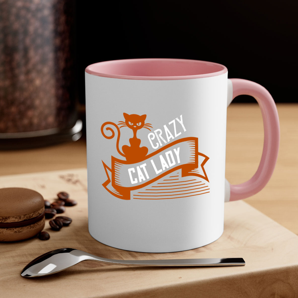 Crazy Cat Lady Style 43# Mug featuring a two-tone design with a colored handle and glossy finish, perfect for cat lovers.