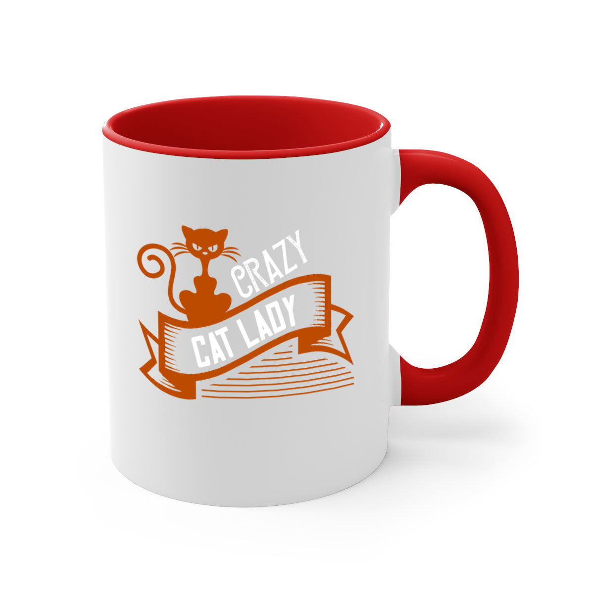 Crazy Cat Lady Style 43# Mug featuring a two-tone design with a colored handle and glossy finish, perfect for cat lovers.