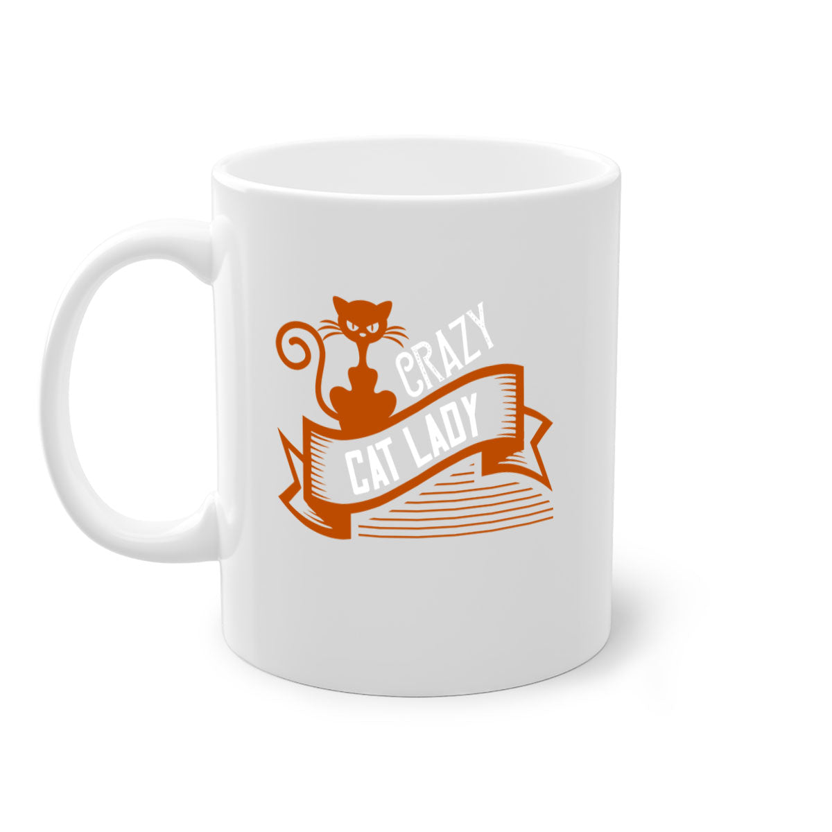 Crazy Cat Lady Style 43# Mug featuring a two-tone design with a colored handle and glossy finish, perfect for cat lovers.