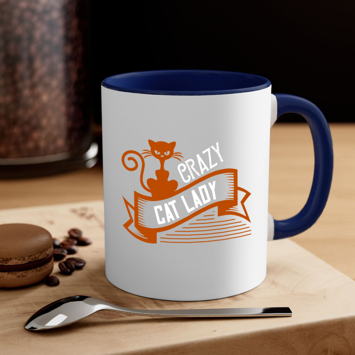 Crazy Cat Lady Style 43# Mug featuring a two-tone design with a colored handle and glossy finish, perfect for cat lovers.