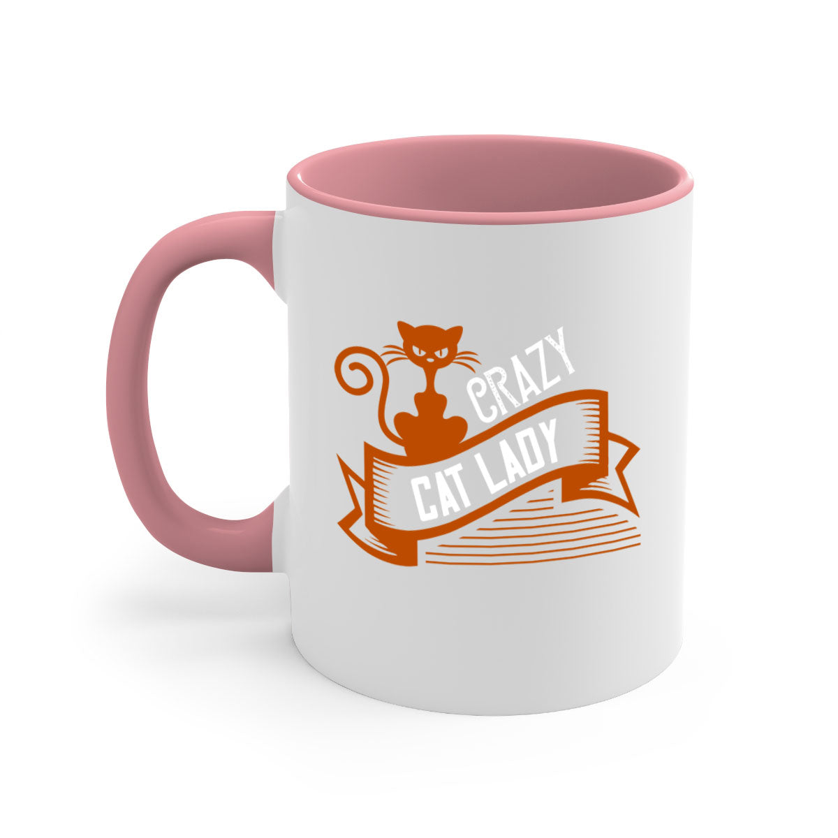 Crazy Cat Lady Style 43# Mug featuring a two-tone design with a colored handle and glossy finish, perfect for cat lovers.