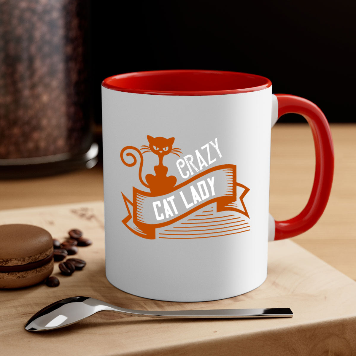 Crazy Cat Lady Style 43# Mug featuring a two-tone design with a colored handle and glossy finish, perfect for cat lovers.