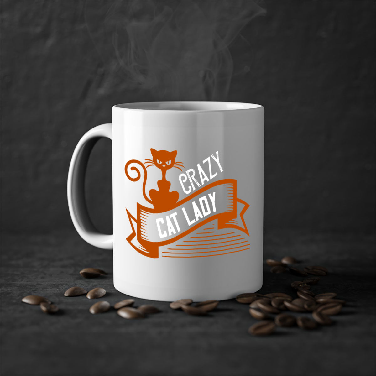 Crazy Cat Lady Style 43# Mug featuring a two-tone design with a colored handle and glossy finish, perfect for cat lovers.