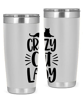 Crazy Cat Lady Style 92# Tumbler featuring a vibrant cat-themed design, double wall vacuum insulation, and a press-in lid.
