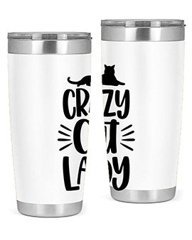 Crazy Cat Lady Style 92# Tumbler featuring a vibrant cat-themed design, double wall vacuum insulation, and a press-in lid.