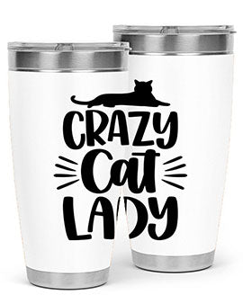 Crazy Cat Lady Style 92# Tumbler featuring a vibrant cat-themed design, double wall vacuum insulation, and a press-in lid.