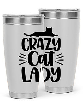 Crazy Cat Lady Style 92# Tumbler featuring a vibrant cat-themed design, double wall vacuum insulation, and a press-in lid.