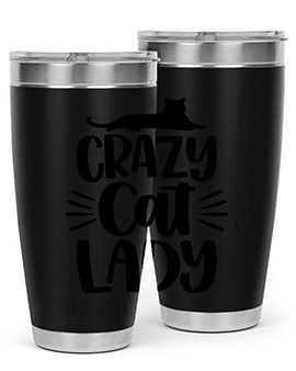 Crazy Cat Lady Style 92# Tumbler featuring a vibrant cat-themed design, double wall vacuum insulation, and a press-in lid.