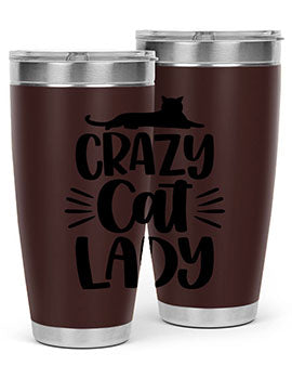 Crazy Cat Lady Style 92# Tumbler featuring a vibrant cat-themed design, double wall vacuum insulation, and a press-in lid.