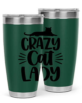 Crazy Cat Lady Style 92# Tumbler featuring a vibrant cat-themed design, double wall vacuum insulation, and a press-in lid.