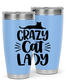 Crazy Cat Lady Style 92# Tumbler featuring a vibrant cat-themed design, double wall vacuum insulation, and a press-in lid.