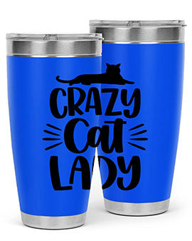 Crazy Cat Lady Style 92# Tumbler featuring a vibrant cat-themed design, double wall vacuum insulation, and a press-in lid.