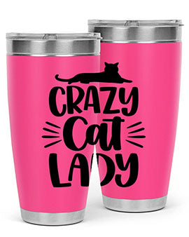 Crazy Cat Lady Style 92# Tumbler featuring a vibrant cat-themed design, double wall vacuum insulation, and a press-in lid.