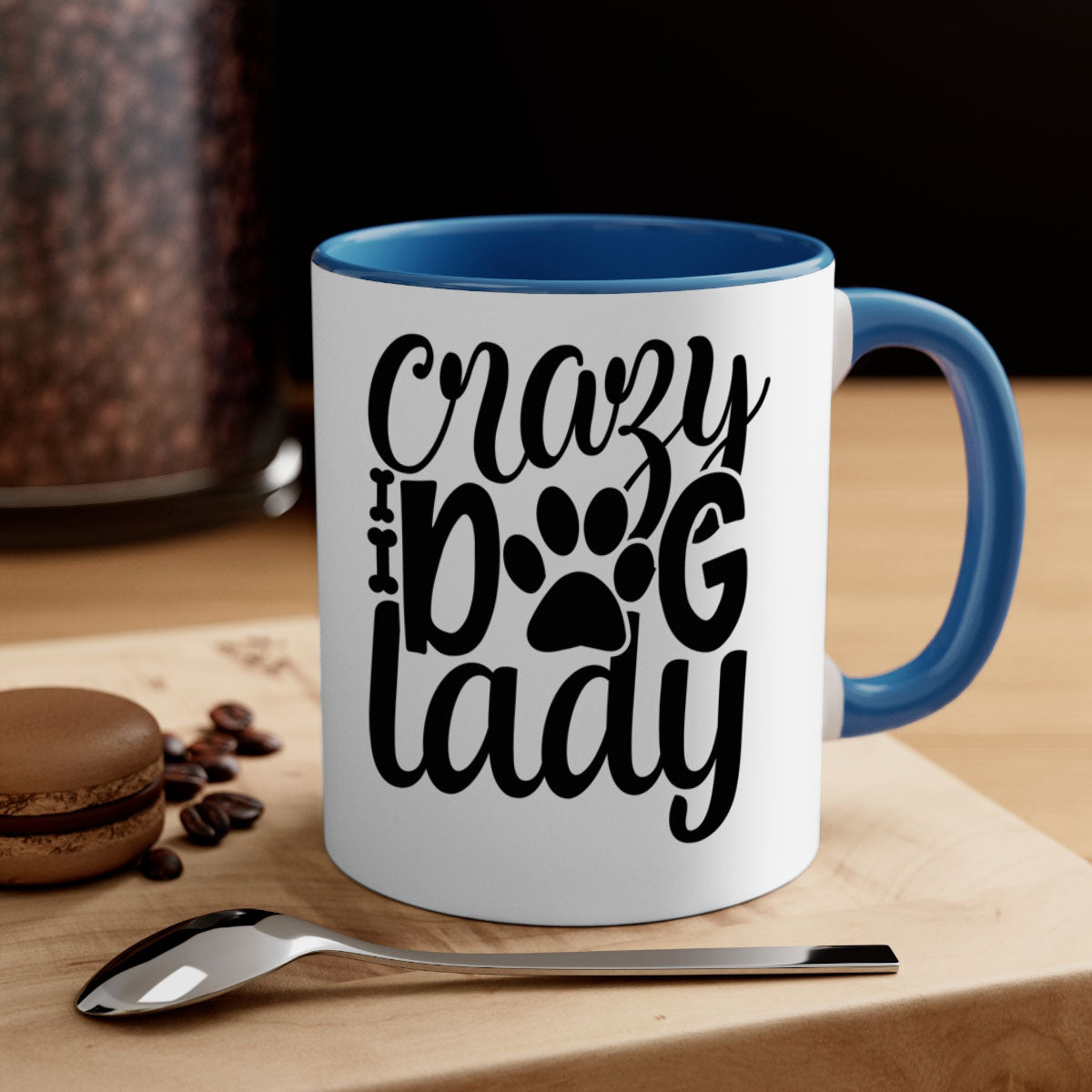 Crazy Dog Lady Style 122# Mug with colorful handle and glossy finish, perfect for dog lovers.