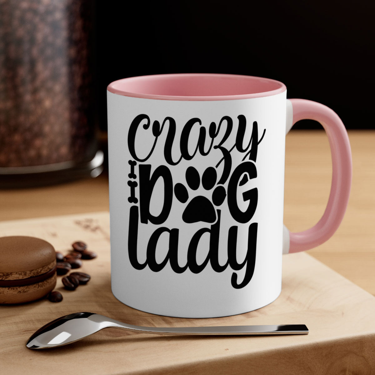 Crazy Dog Lady Style 122# Mug with colorful handle and glossy finish, perfect for dog lovers.