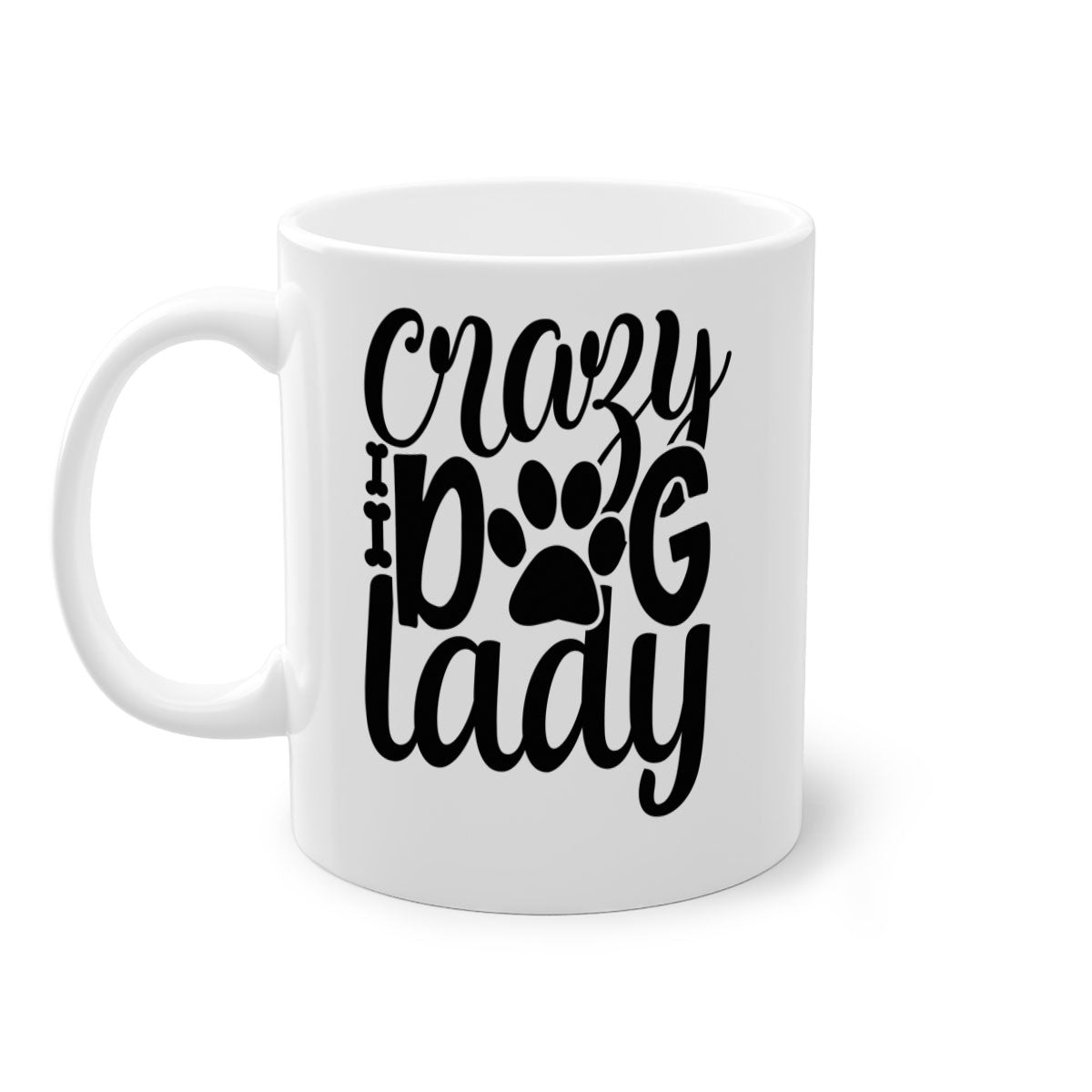 Crazy Dog Lady Style 122# Mug with colorful handle and glossy finish, perfect for dog lovers.