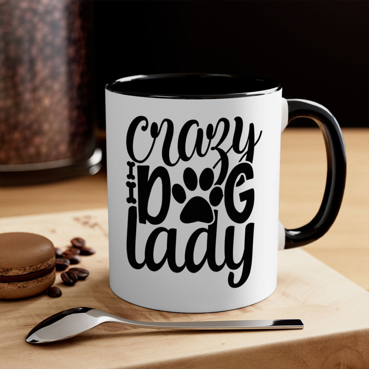 Crazy Dog Lady Style 122# Mug with colorful handle and glossy finish, perfect for dog lovers.