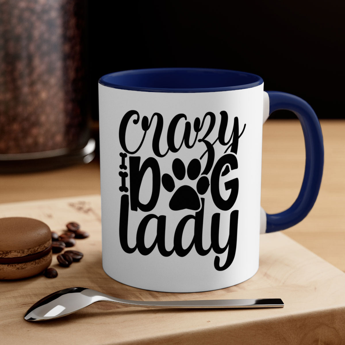 Crazy Dog Lady Style 122# Mug with colorful handle and glossy finish, perfect for dog lovers.