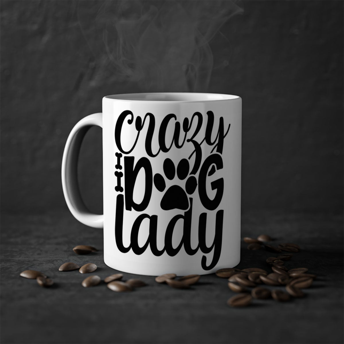 Crazy Dog Lady Style 122# Mug with colorful handle and glossy finish, perfect for dog lovers.