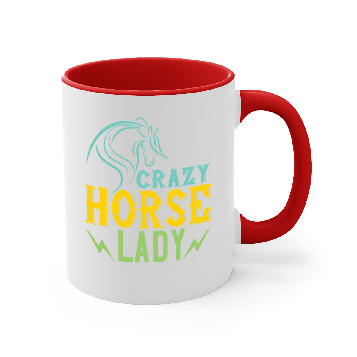 Crazy Horse Lady Style 10# Mug with colorful handle and glossy finish, perfect for horse lovers.