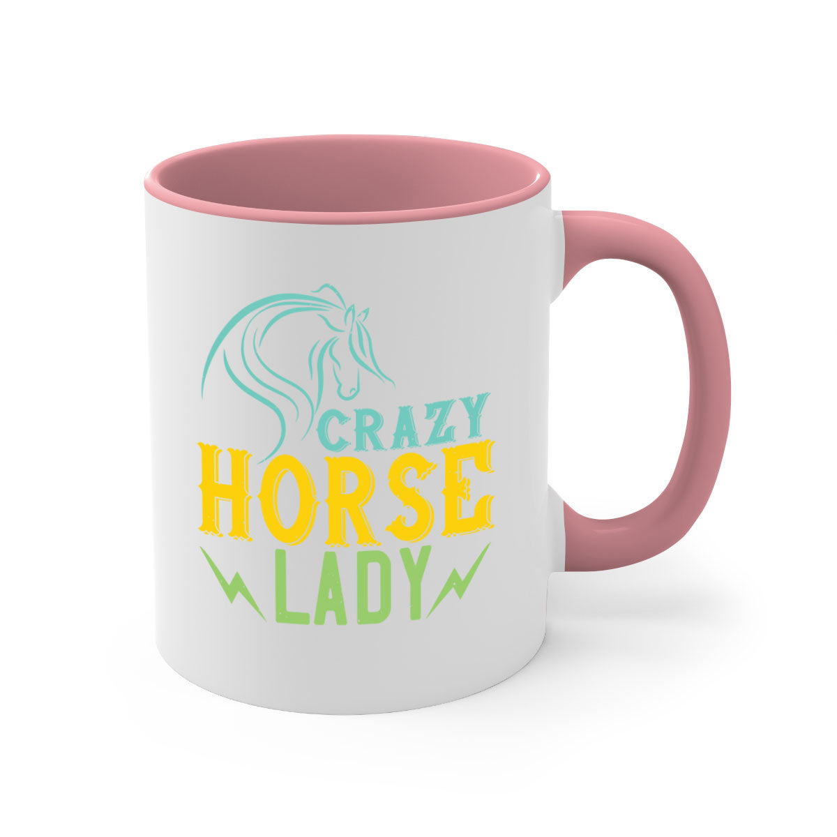 Crazy Horse Lady Style 10# Mug with colorful handle and glossy finish, perfect for horse lovers.