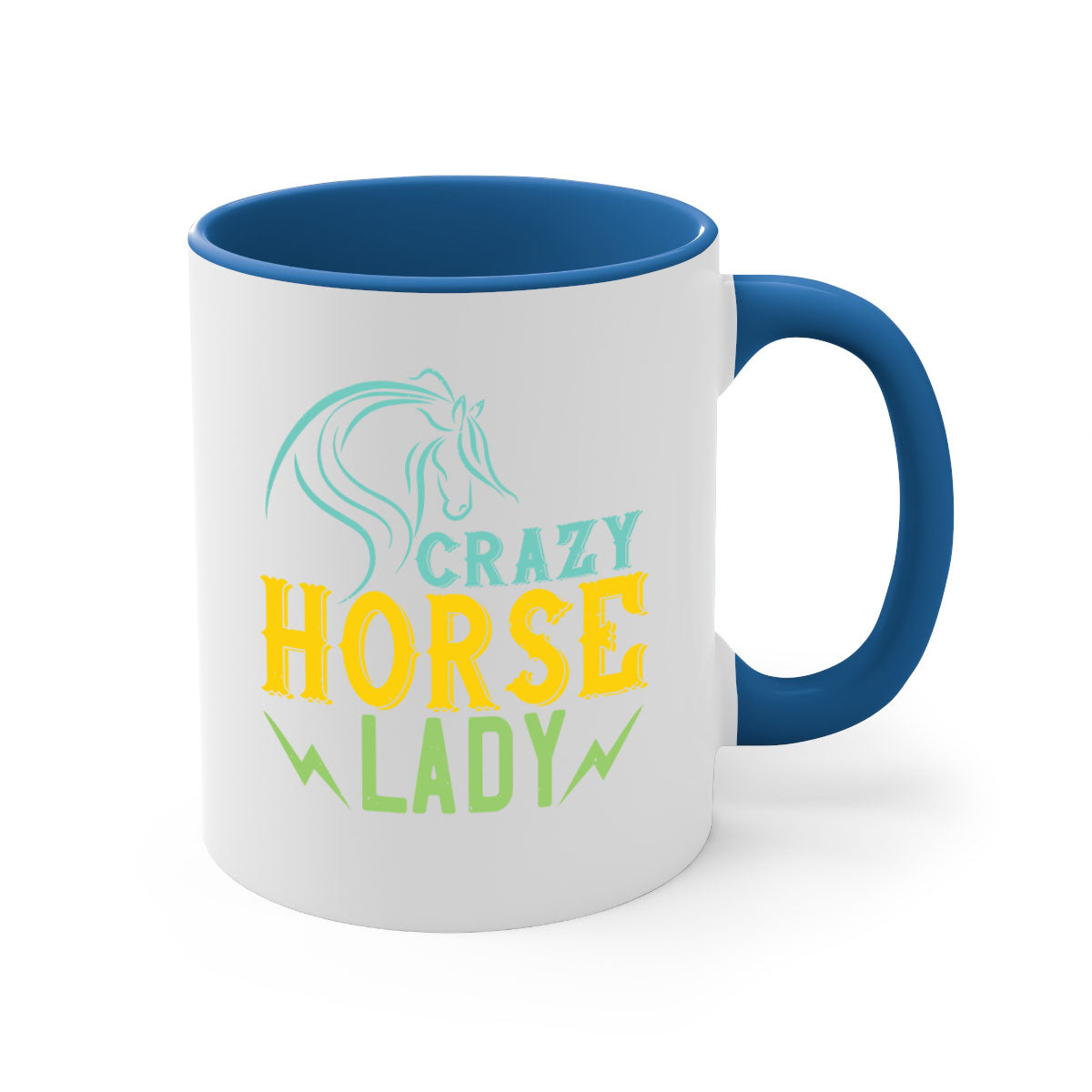 Crazy Horse Lady Style 10# Mug with colorful handle and glossy finish, perfect for horse lovers.