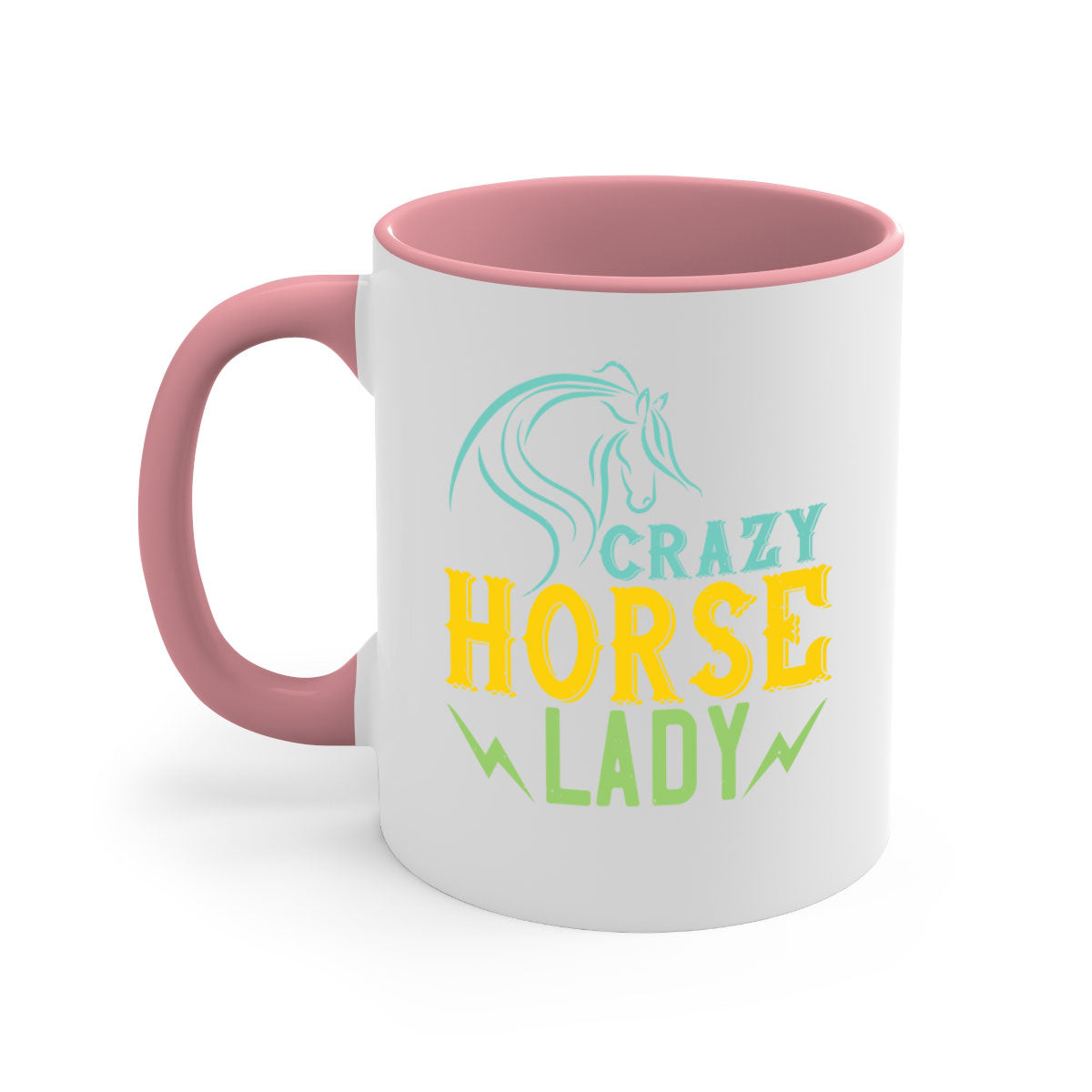 Crazy Horse Lady Style 10# Mug with colorful handle and glossy finish, perfect for horse lovers.