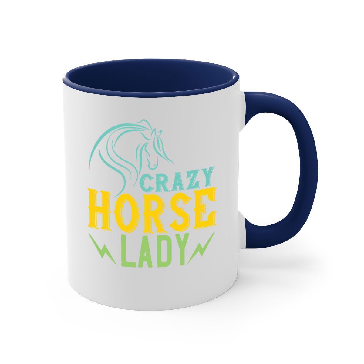 Crazy Horse Lady Style 10# Mug with colorful handle and glossy finish, perfect for horse lovers.