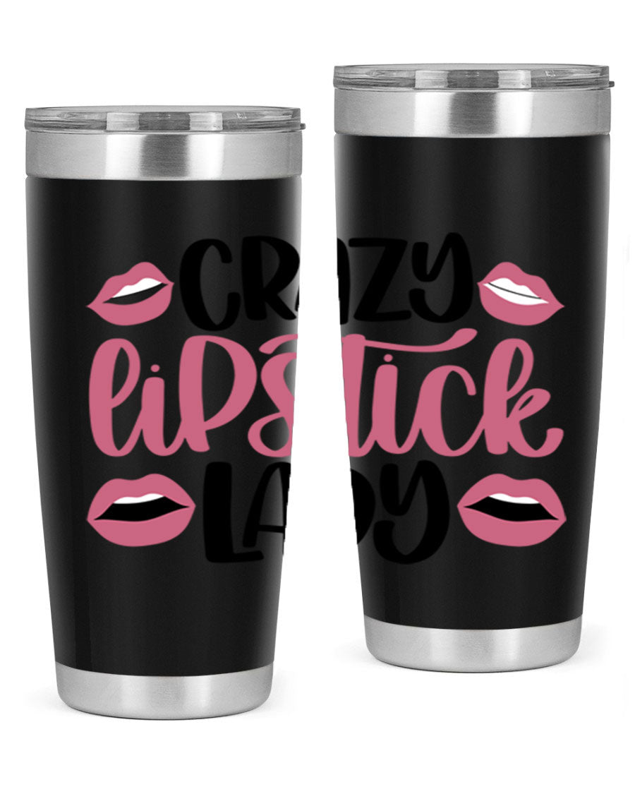 Crazy Lipstick Lady Style 107# 20oz tumbler featuring double wall vacuum insulation and a stylish design.