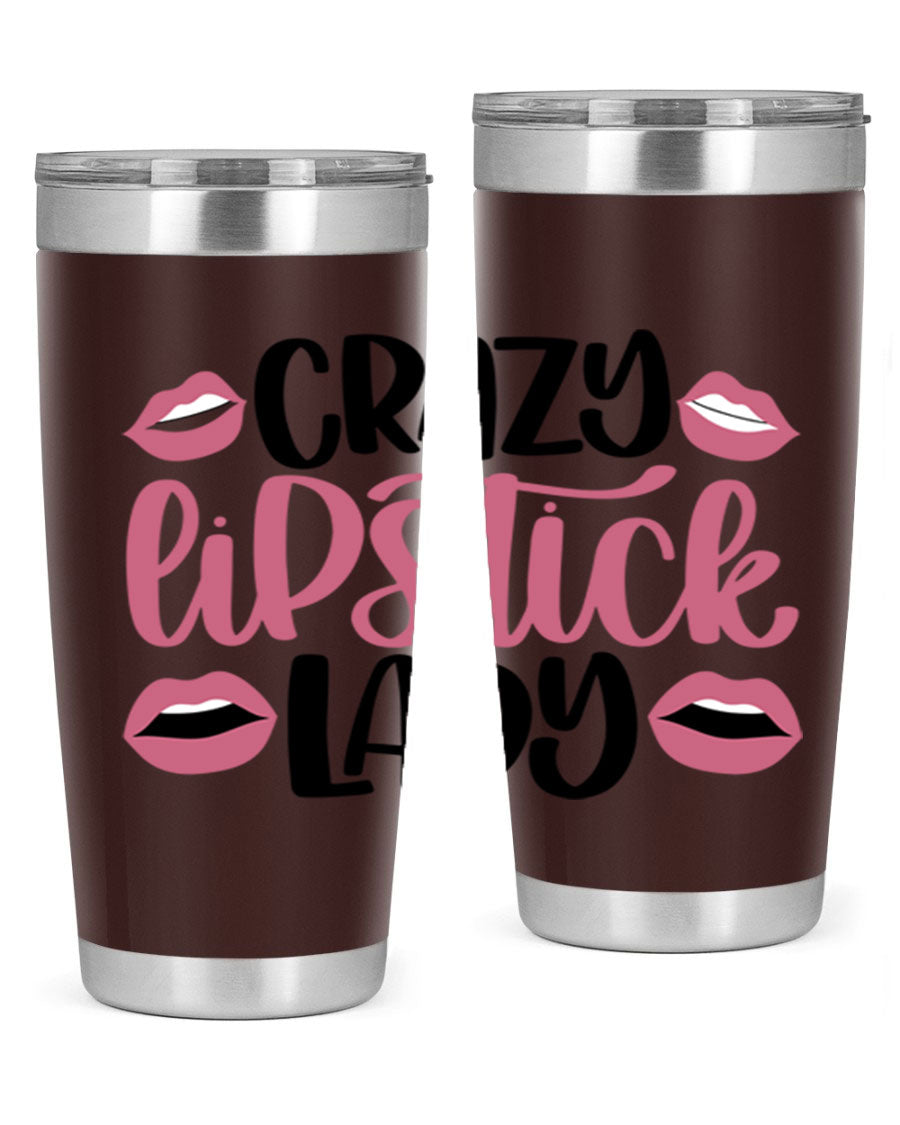 Crazy Lipstick Lady Style 107# 20oz tumbler featuring double wall vacuum insulation and a stylish design.