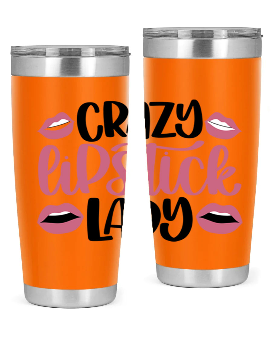 Crazy Lipstick Lady Style 107# 20oz tumbler featuring double wall vacuum insulation and a stylish design.