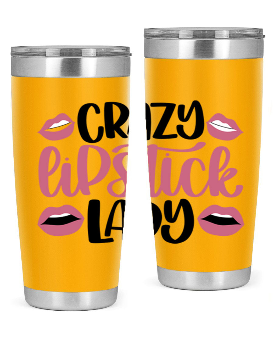Crazy Lipstick Lady Style 107# 20oz tumbler featuring double wall vacuum insulation and a stylish design.