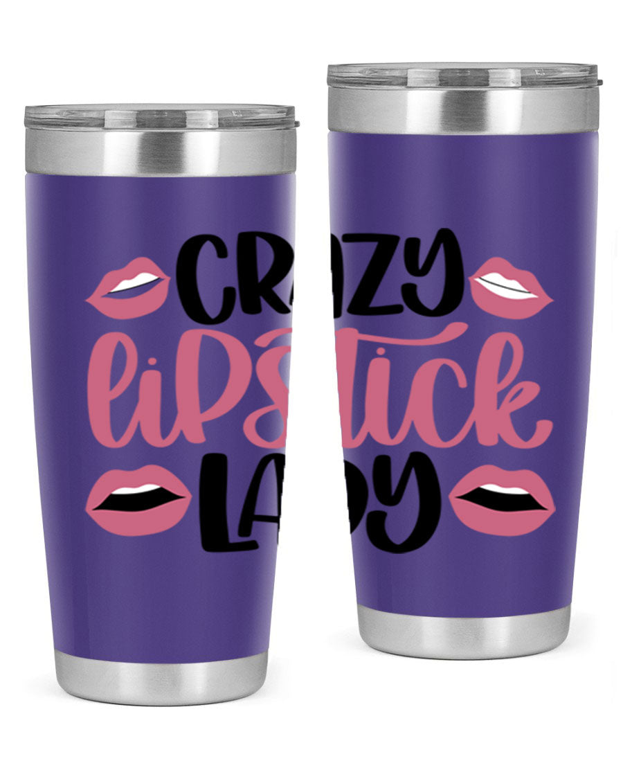 Crazy Lipstick Lady Style 107# 20oz tumbler featuring double wall vacuum insulation and a stylish design.
