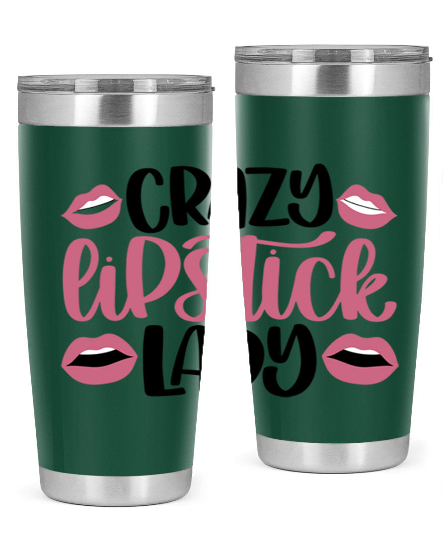 Crazy Lipstick Lady Style 107# 20oz tumbler featuring double wall vacuum insulation and a stylish design.