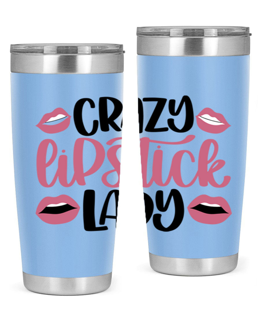 Crazy Lipstick Lady Style 107# 20oz tumbler featuring double wall vacuum insulation and a stylish design.