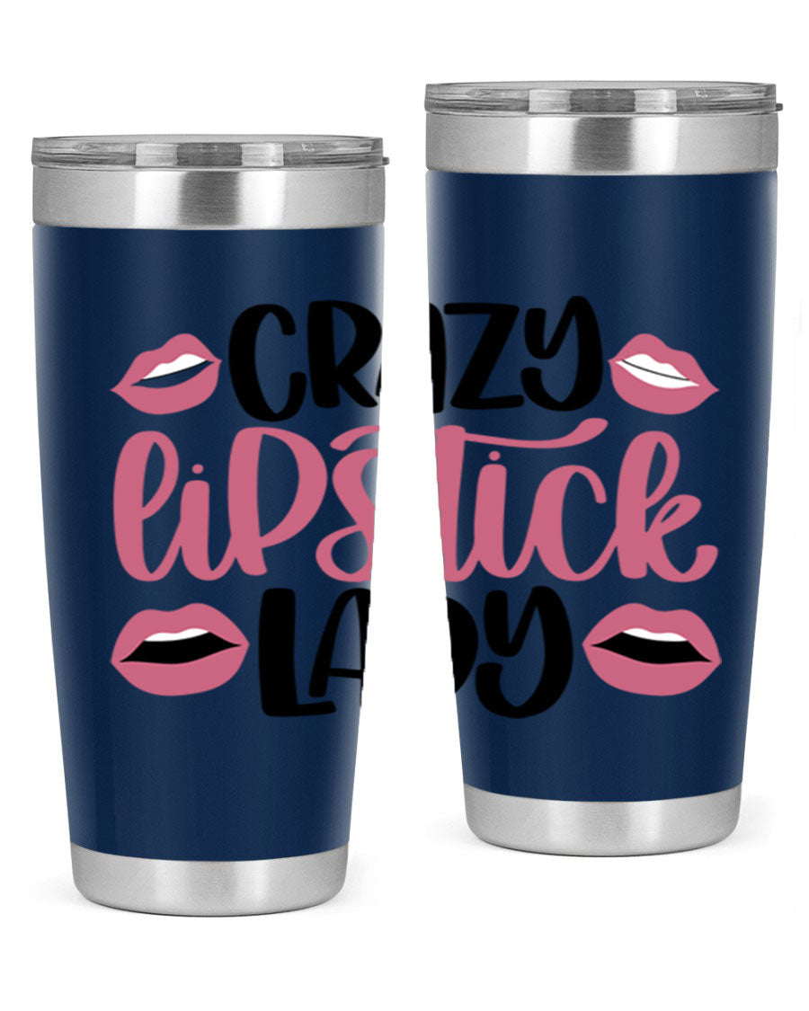 Crazy Lipstick Lady Style 107# 20oz tumbler featuring double wall vacuum insulation and a stylish design.