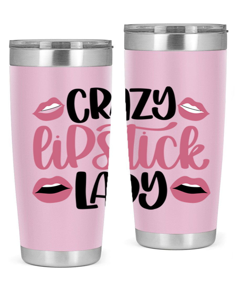 Crazy Lipstick Lady Style 107# 20oz tumbler featuring double wall vacuum insulation and a stylish design.