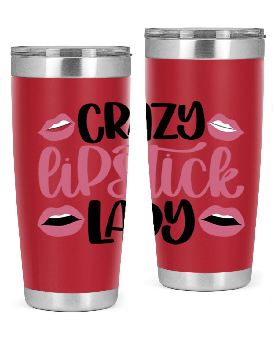 Crazy Lipstick Lady Style 107# 20oz tumbler featuring double wall vacuum insulation and a stylish design.