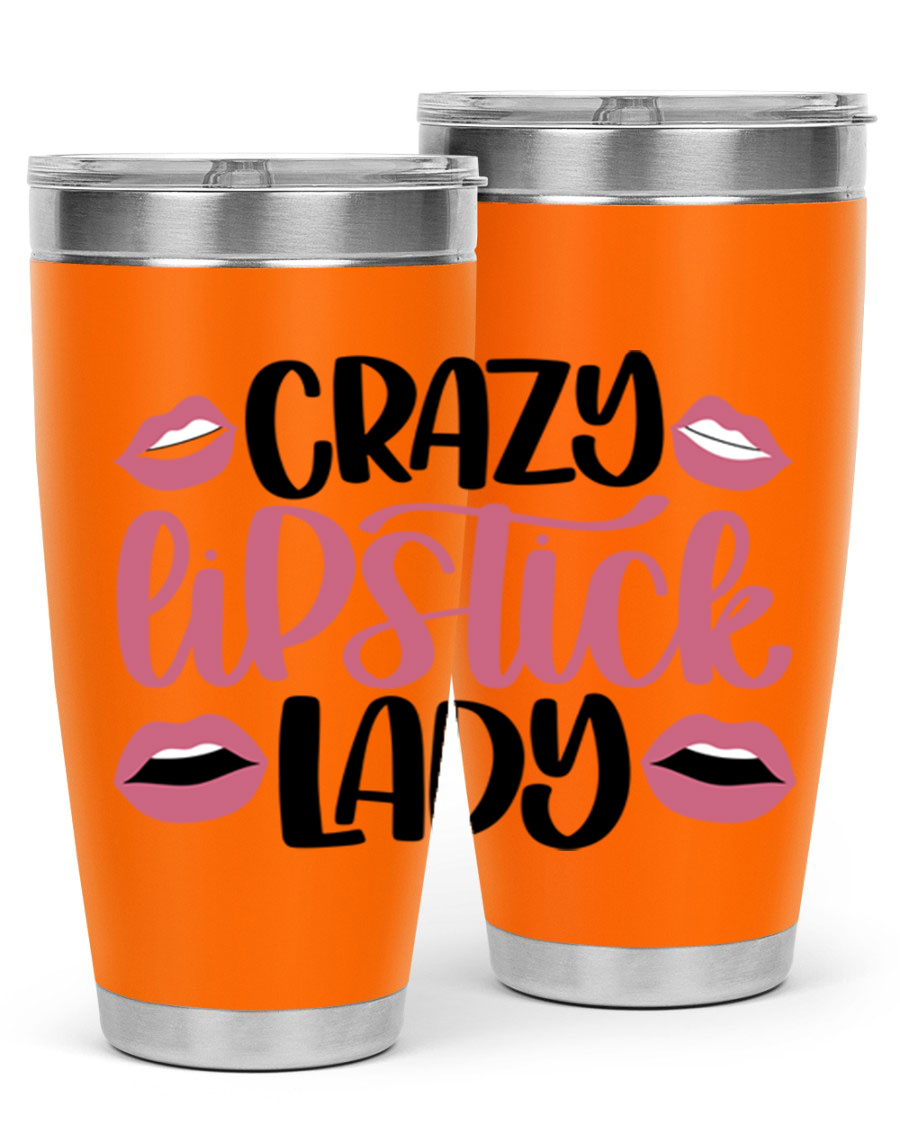 Crazy Lipstick Lady Style 107# 20oz tumbler featuring double wall vacuum insulation and a stylish design.