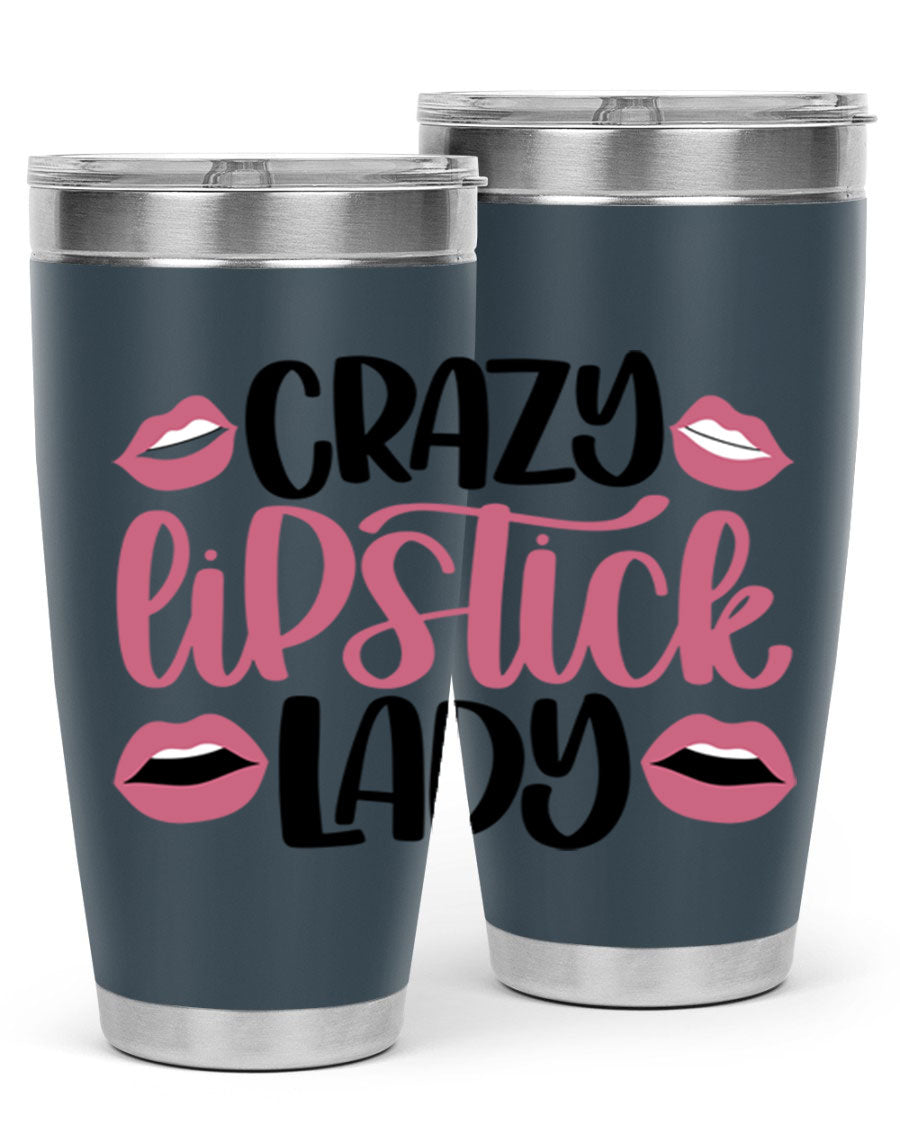 Crazy Lipstick Lady Style 107# 20oz tumbler featuring double wall vacuum insulation and a stylish design.