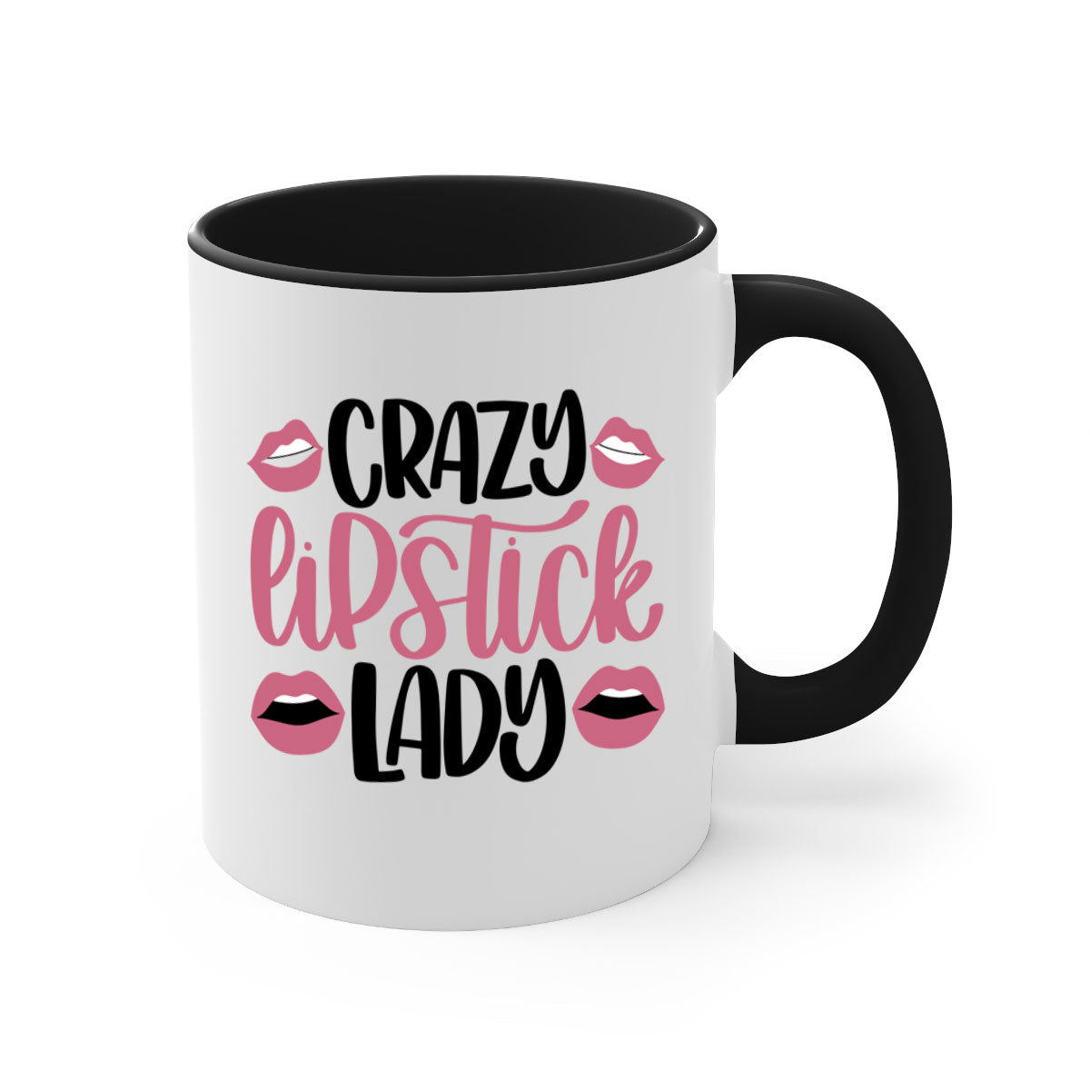 Crazy Lipstick Lady Style 107# Mug with colorful handle and glossy finish, available in multiple colors and sizes.