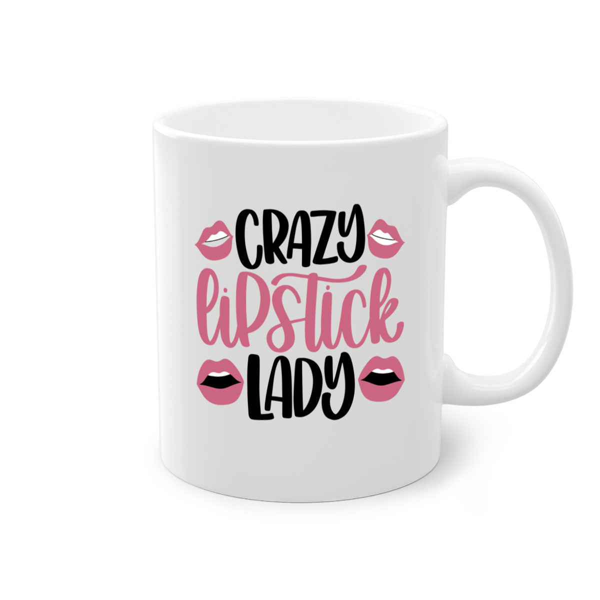 Crazy Lipstick Lady Style 107# Mug with colorful handle and glossy finish, available in multiple colors and sizes.