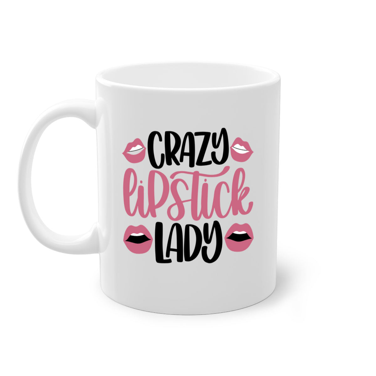 Crazy Lipstick Lady Style 107# Mug with colorful handle and glossy finish, available in multiple colors and sizes.