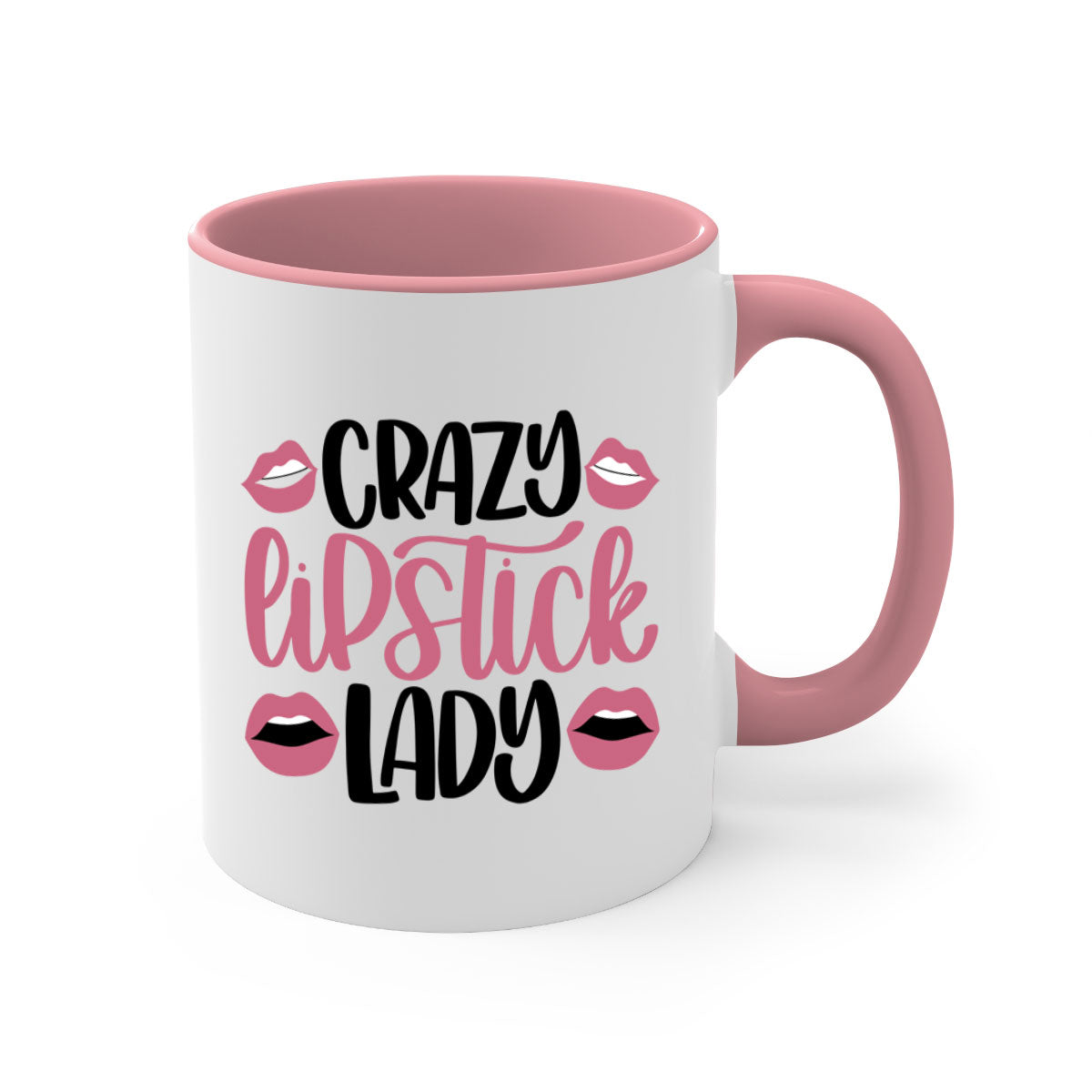Crazy Lipstick Lady Style 107# Mug with colorful handle and glossy finish, available in multiple colors and sizes.