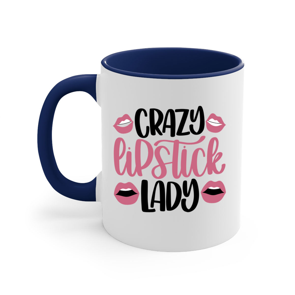 Crazy Lipstick Lady Style 107# Mug with colorful handle and glossy finish, available in multiple colors and sizes.